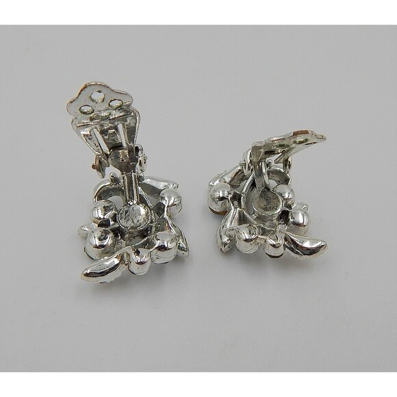 Lisner Aurora Borealis Rhinestones Necklace SilverTone Choker Clip On Earrings - Picture 9 of 10